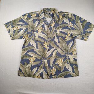 Tommy Bahama 100% Silk Shirt Hawaiian Tropical Button Down Mens Large